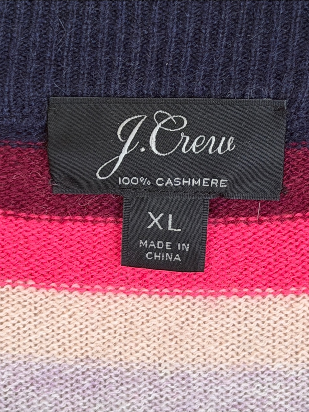 J Crew Women’s Rainbow Striped Cashmere Pullover Crew Neck Sweater Preppy Sz XL - Picture 2 of 6